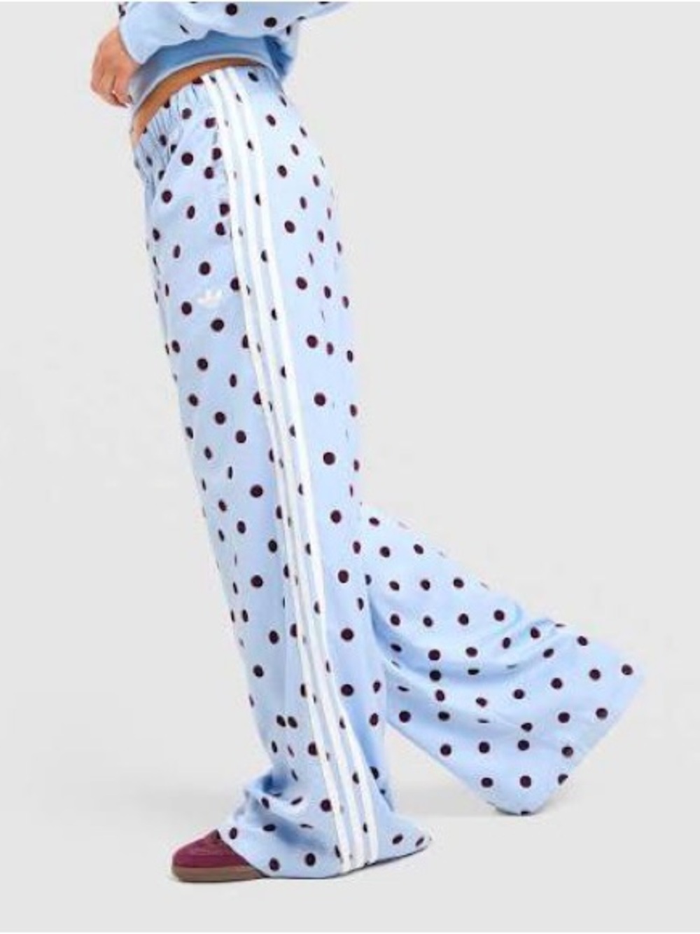 NWT Adidas Blue Polka Dot Wide Leg Pants (Medium)
